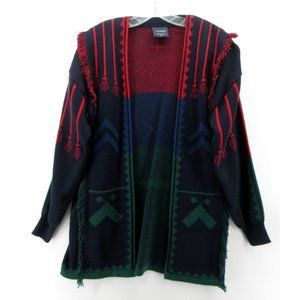 VINTAGE Kriss Sweden Sweater Small Wool Cardigan Scandinavian Fringe